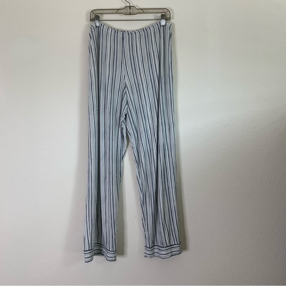 Eberjey Gisele Long PJ Set in Off White & Indigo Stripe XL - Picture 9 of 14